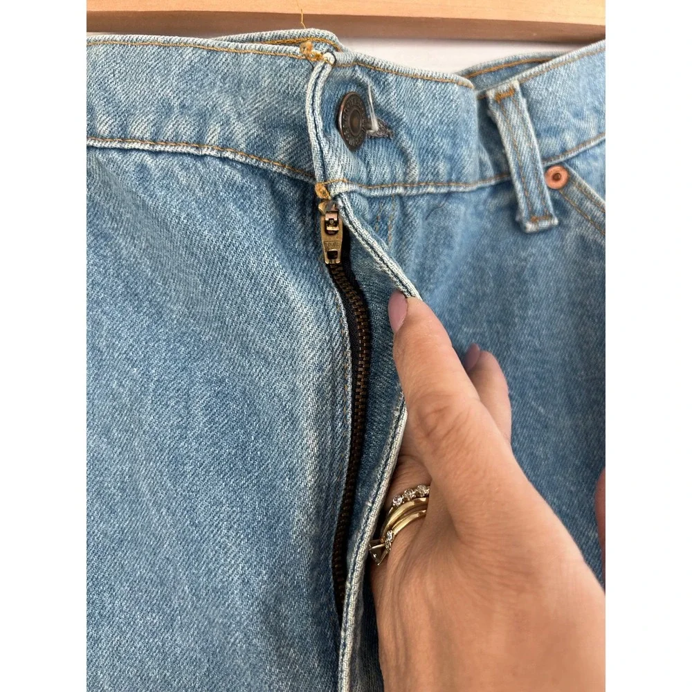 Vintage Levis 505 Orange Tab Jeans Mens 42x30 Blue Light Wash Made in USA 90s
